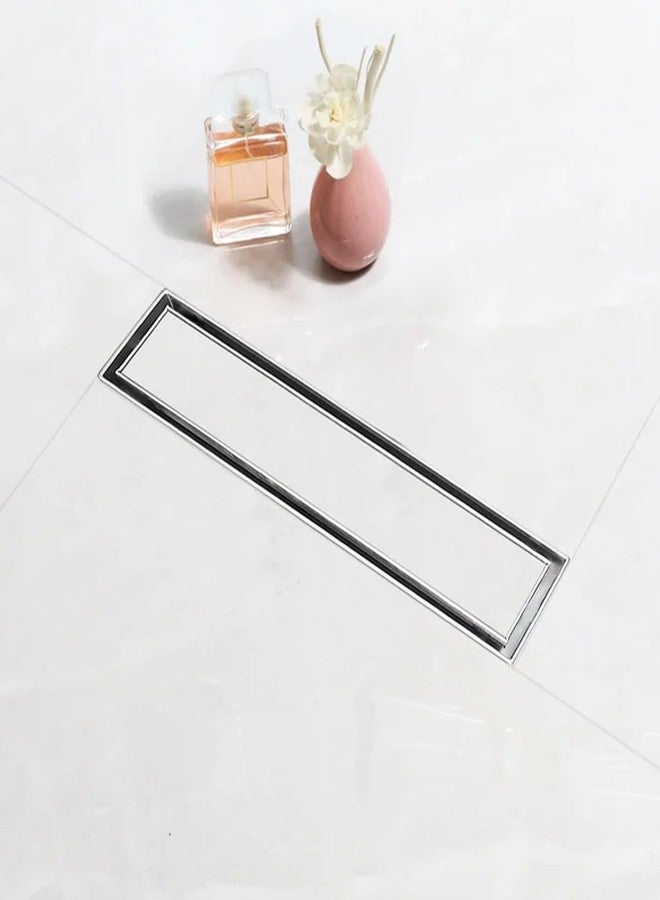 LIPKA Marble Insert Shower Drain Channel | 12 x 5 Inches| 304-Grade Stainless Steel Long Floor Drain for Bathrooms & Shower Areas | 21mm Marble Invisible Water Drainer with Side Hole & Cockroach Trap - Image 1