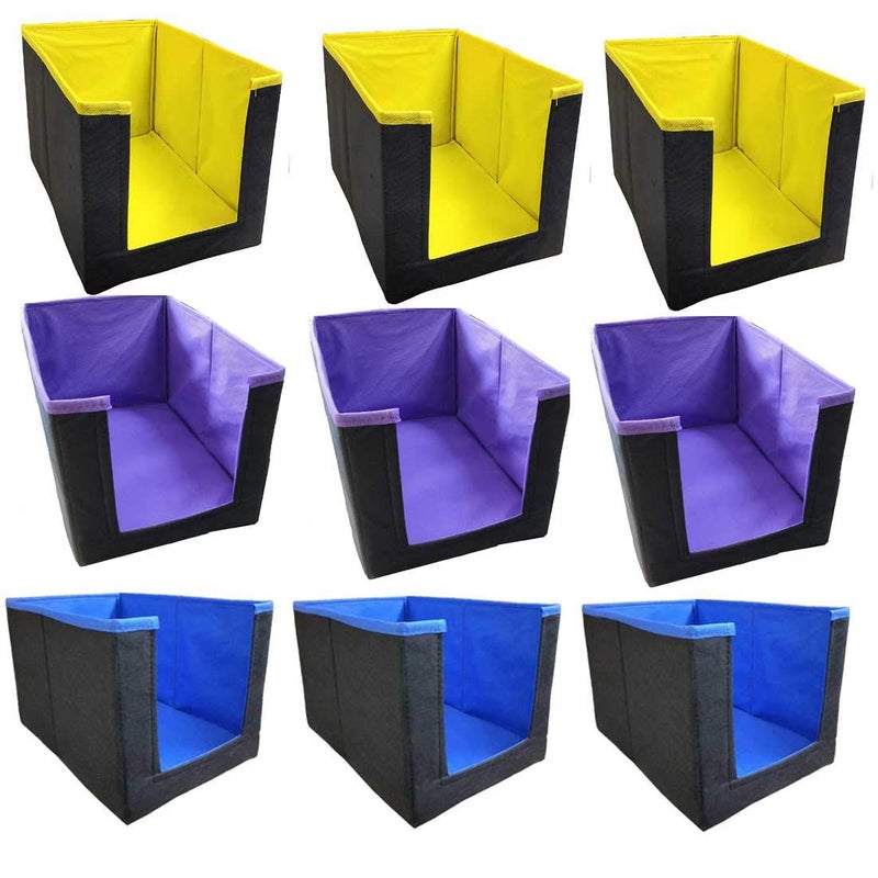 UNICRAFTS Shirt Stacker Wardrobe Organizer Clothing Cover Non Woven Pack of 9 3Yellow 3Purple 3Blue - Image 1