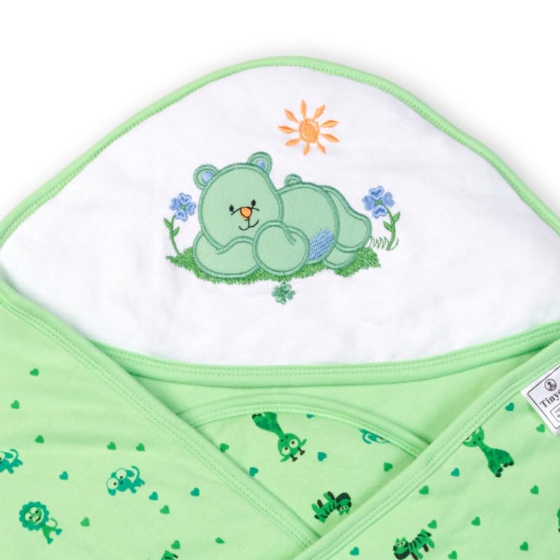 Tinycare Baby Interlock Clr Ptd Wraps with Polyfill Color Printed Green | 70X70 cm - Image 2