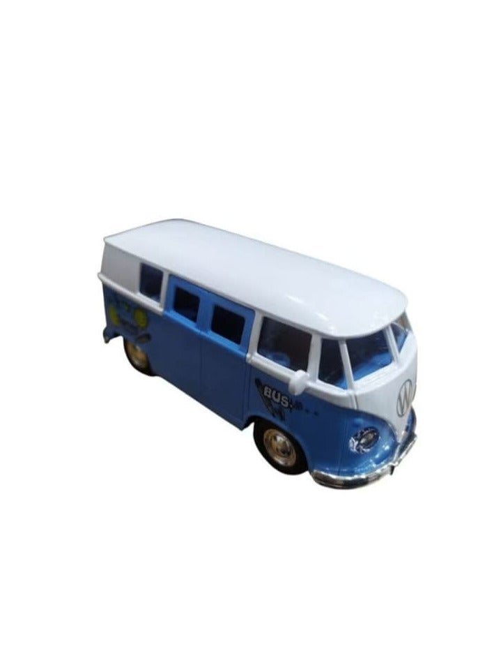 Blue Diecast Volkswagen Mini Bus Model Car with Openable Doors - Image 1
