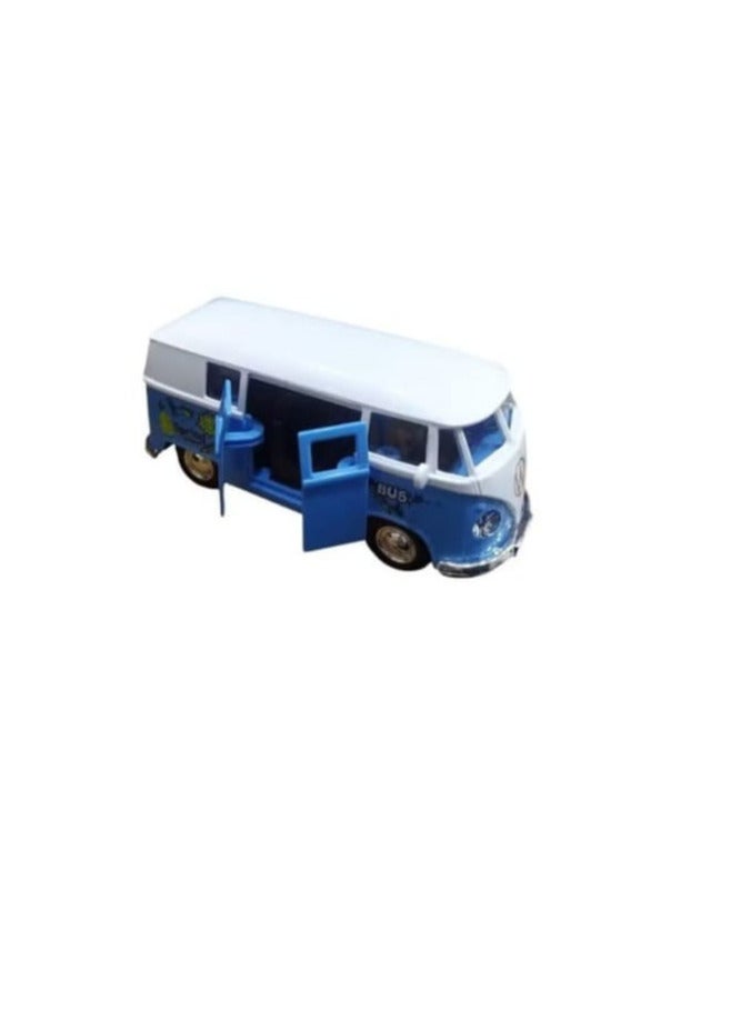 Blue Diecast Volkswagen Mini Bus Model Car with Openable Doors - Image 2