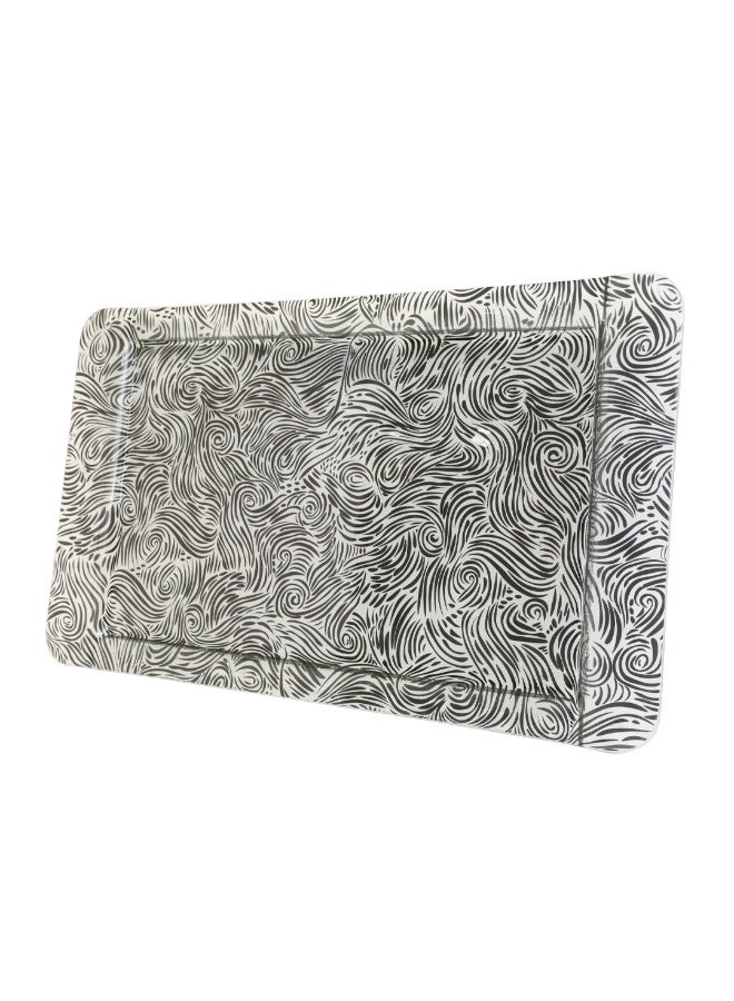 Luxury 3D Grey and Silver Color Turkish Crystal Glass Serving Plate (Size: 32.5 CM*53 CM*6 MM) (Weight: 1 KG) - For an Unforgettable Dining Experience! - Image 1