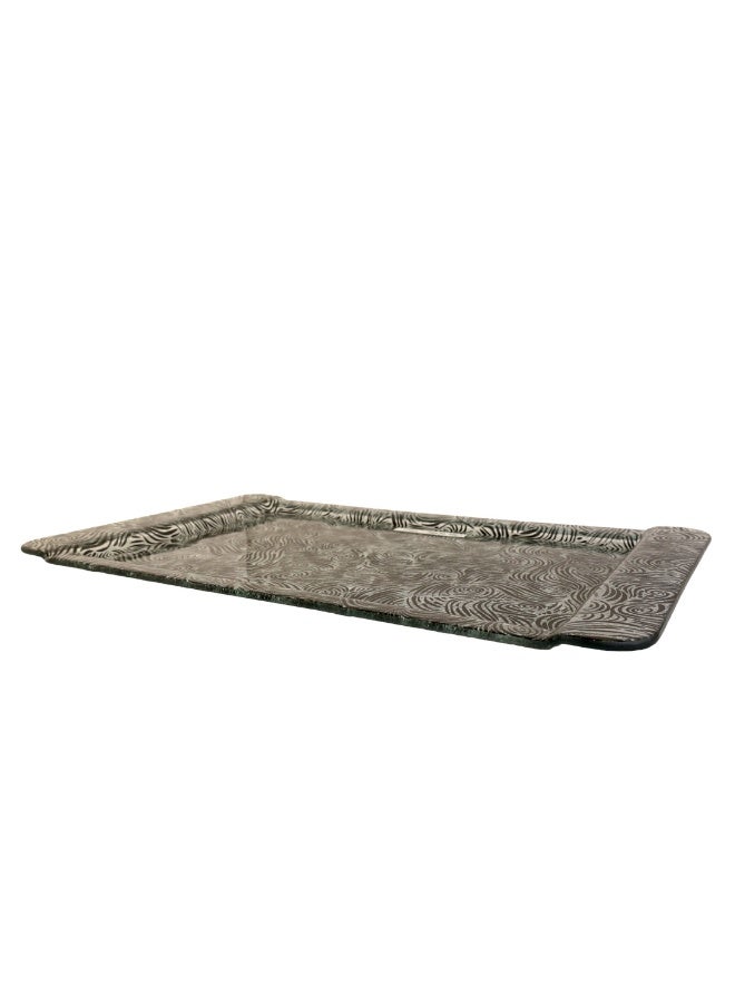 Luxury 3D Grey and Silver Color Turkish Crystal Glass Serving Plate (Size: 32.5 CM*53 CM*6 MM) (Weight: 1 KG) - For an Unforgettable Dining Experience! - Image 4