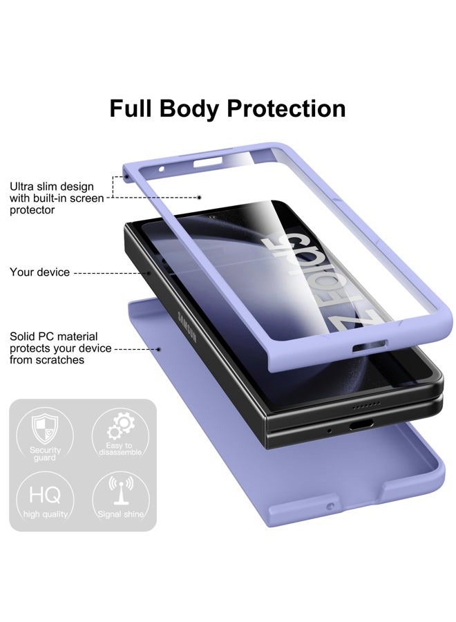 Foluu Slim Fit Case for Samsung Galaxy Z Fold 5 Case, with Front Built-in Screen Protector, Ultra Thin Matte PC Protective Cover for Samsung Galaxy Z Fold5 5G 2023 (Purple) - Image 3