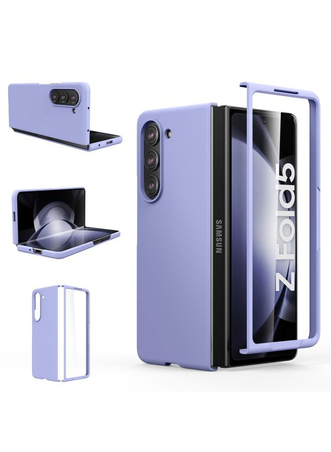 Foluu Slim Fit Case for Samsung Galaxy Z Fold 5 Case, with Front Built-in Screen Protector, Ultra Thin Matte PC Protective Cover for Samsung Galaxy Z Fold5 5G 2023 (Purple)