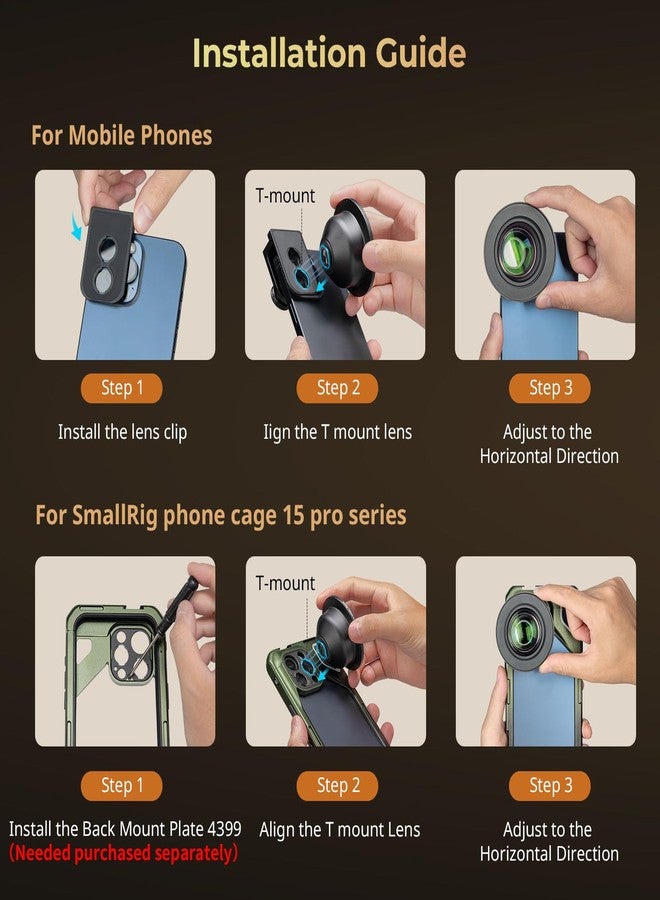 SMALLRIG 75mm HD Master Macro Lens, T-Mount Lens for iPhone, for Samsung, for Huawei, for Xiaomi, Macro Photography Phone Camera Lens Attachment - 4588 - Image 3