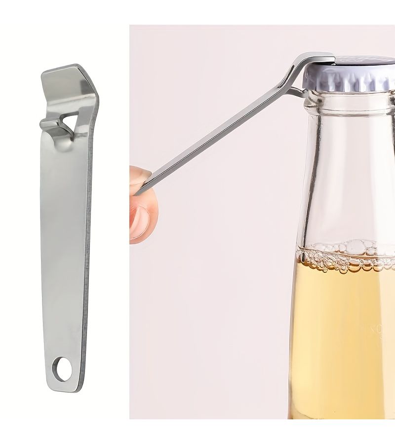 Silvery 3 In 1 Multifunctional Bottle Opener Anti Slip Handle Lever Principle Labor Saving Opening Pressing Sealing Tool For Camping Party Home Daily Use - Image 1