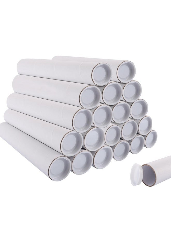 FVIEXE 20 Pack Mailing Shipping Tubes, 2 X 12 Inch Cardboard Mailing Tube With Caps Shipping Poster Tubes For Artwork, Blueprint, Document Storage, White  - Image 1