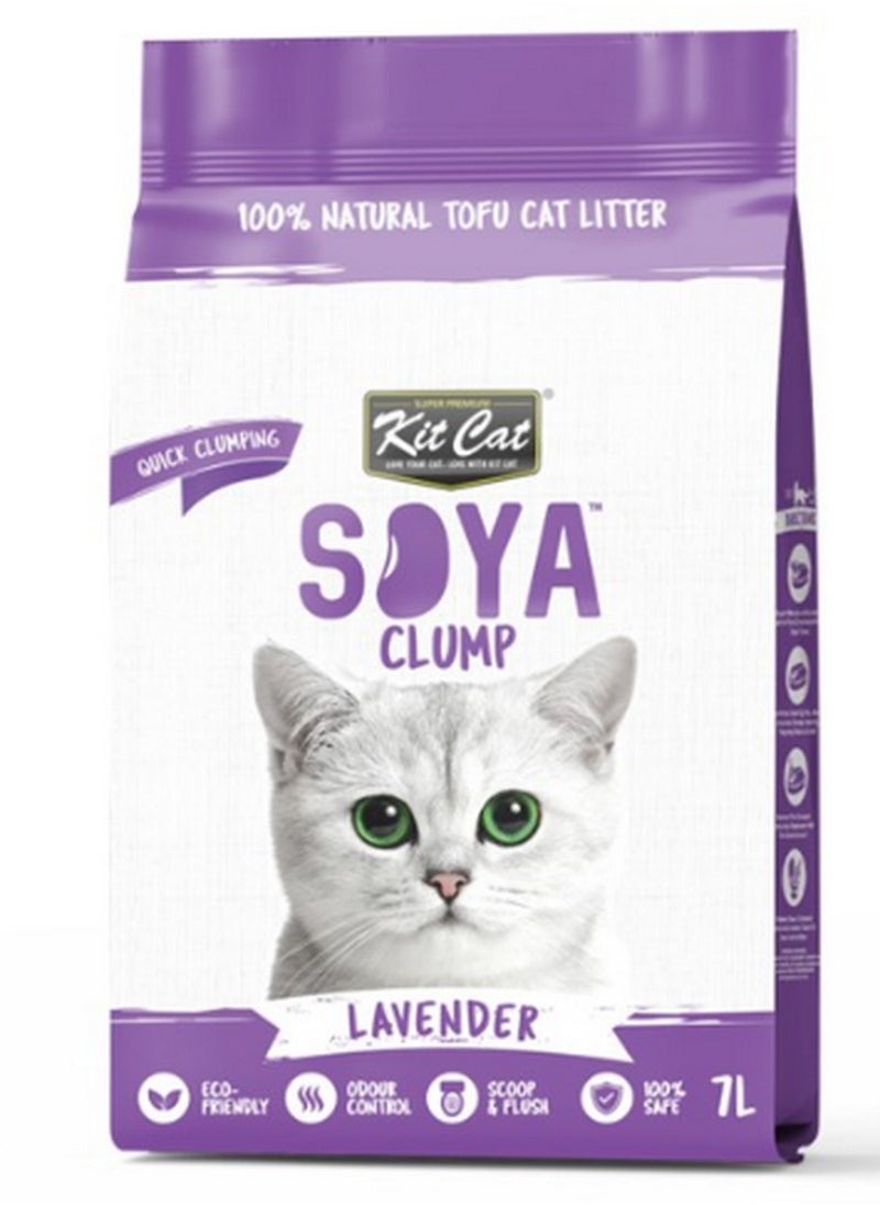 Kit Cat - Soya Clump Cat Litter - Lavender Scented, 100% Natural Tofu Formula with Quick Clumping & Odor Control (7L) - Image 1