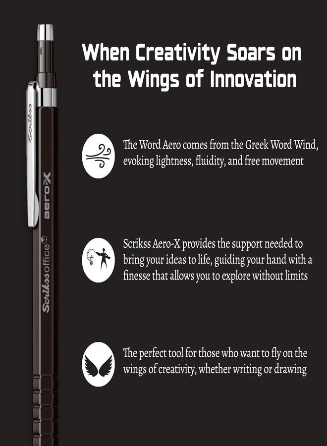 Scrikss 0.7mm Black Mechanical Lead Pencil | Aero-x | Lightweight | Cute Click Pen Pencil for drafting Stationery Sketching Drawing - Image 4