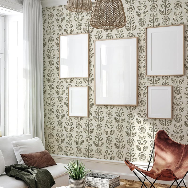Wudnaye Floral Peel and Stick Wallpaper Vintage Tulip Floral Wallpaper 17.7inÃ—118.1in Flower Farmhouse Contact Paper Peel and Stick Neutral Self Adhesive Removable Vinyl Wall Paper for Kitchen Bedroom - Image 5