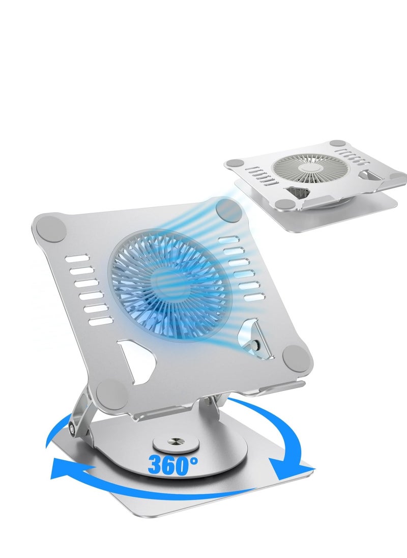 Generic Laptop Stand, Aluminum Computer Stand with Cooling Fan Adjustable Height and 360° Rotatable Compatible with Macbook, Laptops (10-17 Inches)  - Image 1