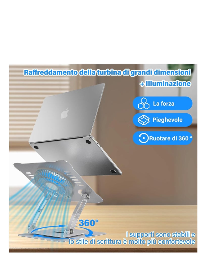 Generic Laptop Stand, Aluminum Computer Stand with Cooling Fan Adjustable Height and 360° Rotatable Compatible with Macbook, Laptops (10-17 Inches)  - Image 5