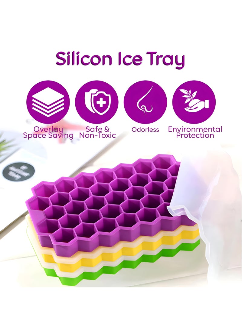 Generic - Mini Silicone Ice Cube Tray Reuse Honeycomb Design With Lid For Easy Freezing And Keeping Drinks Fresher For Longer In The Freezer - Image 1