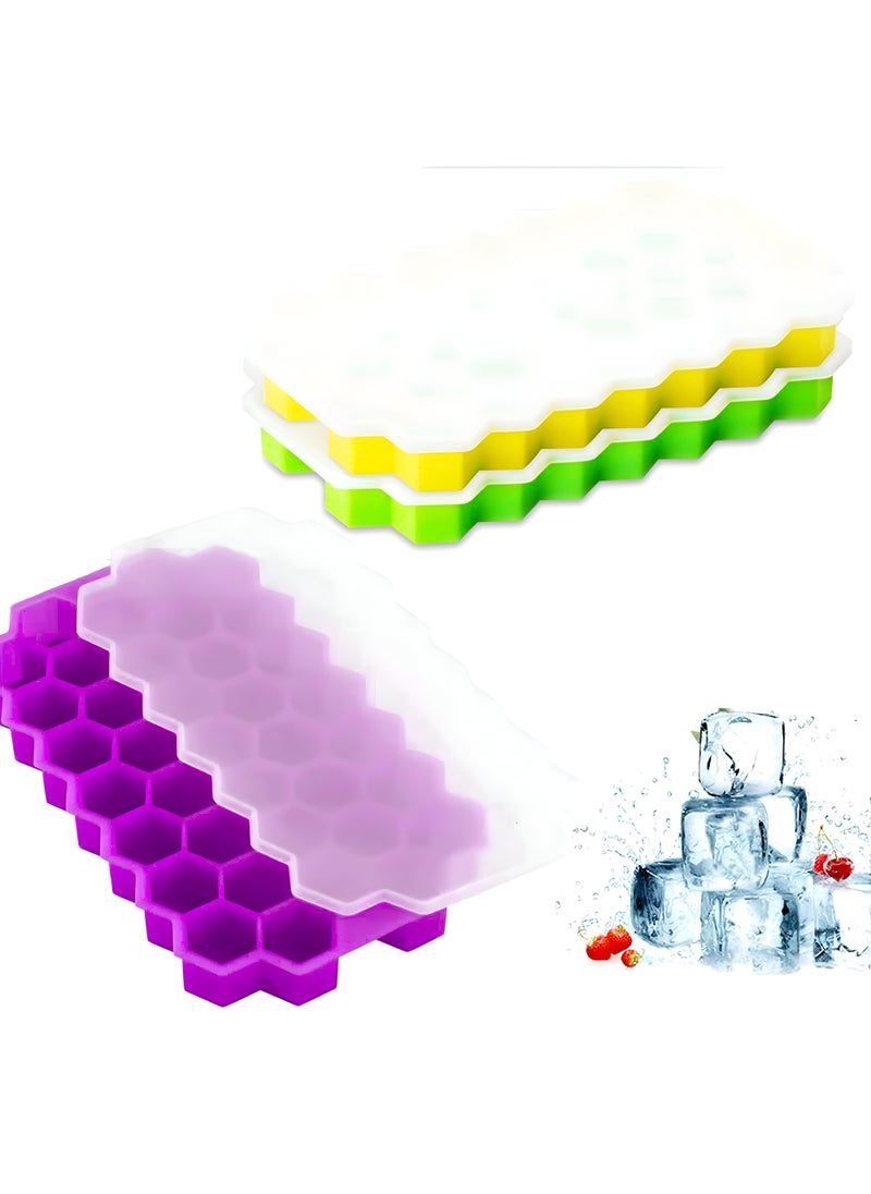 Generic - Mini Silicone Ice Cube Tray Reuse Honeycomb Design With Lid For Easy Freezing And Keeping Drinks Fresher For Longer In The Freezer - Image 1