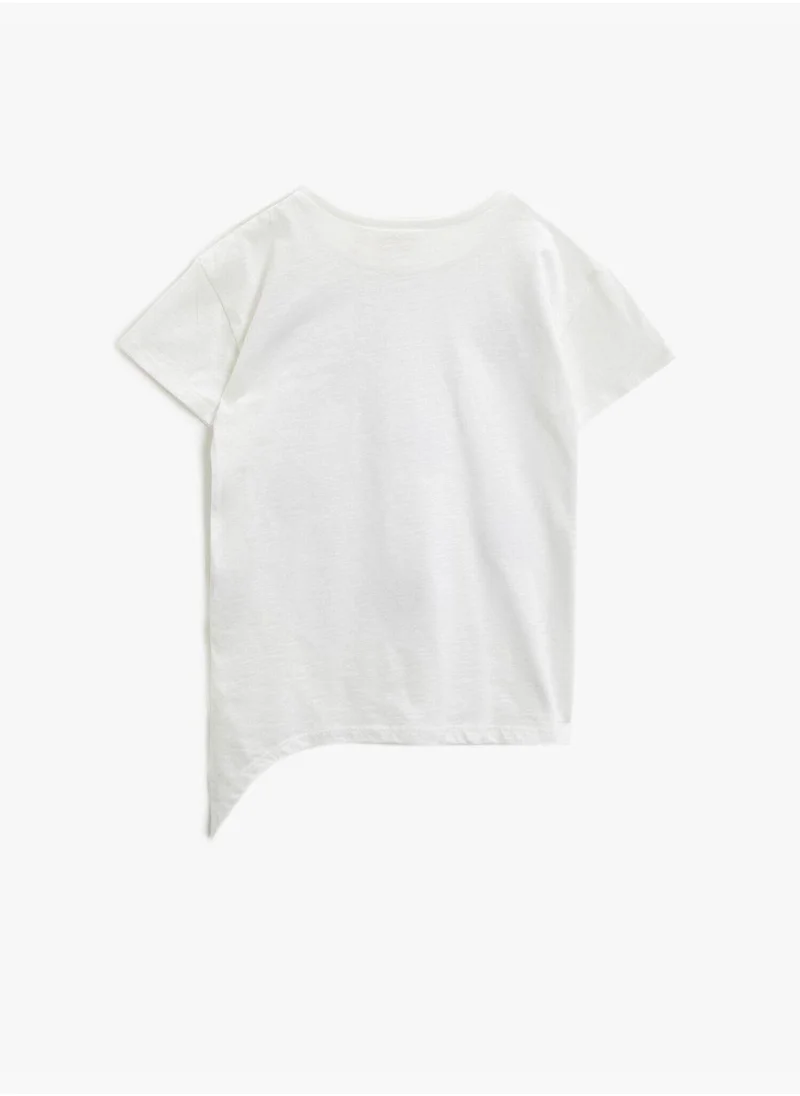 كوتون Sequinned T-Shirt Cotton Short Sleeve Crew Neck