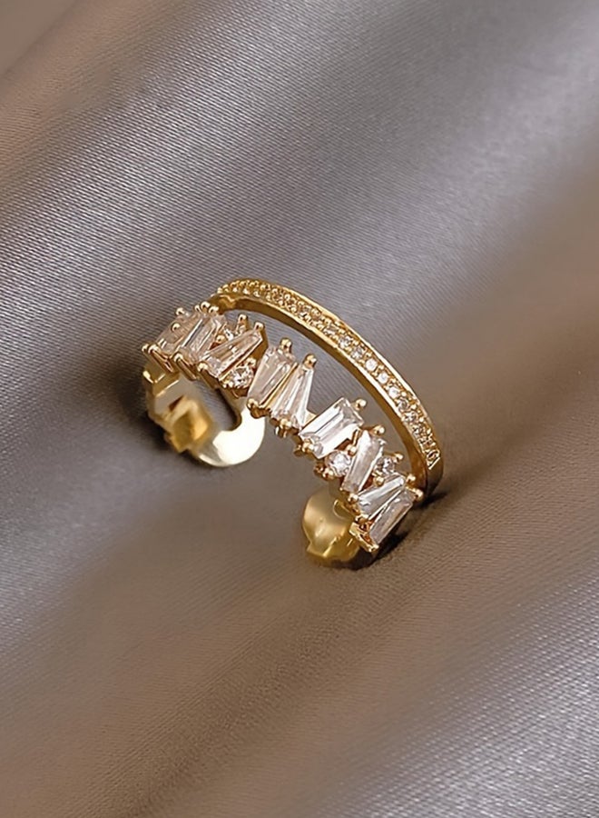 Take Two Gold Open Ring with Baguette Crystals - Image 1