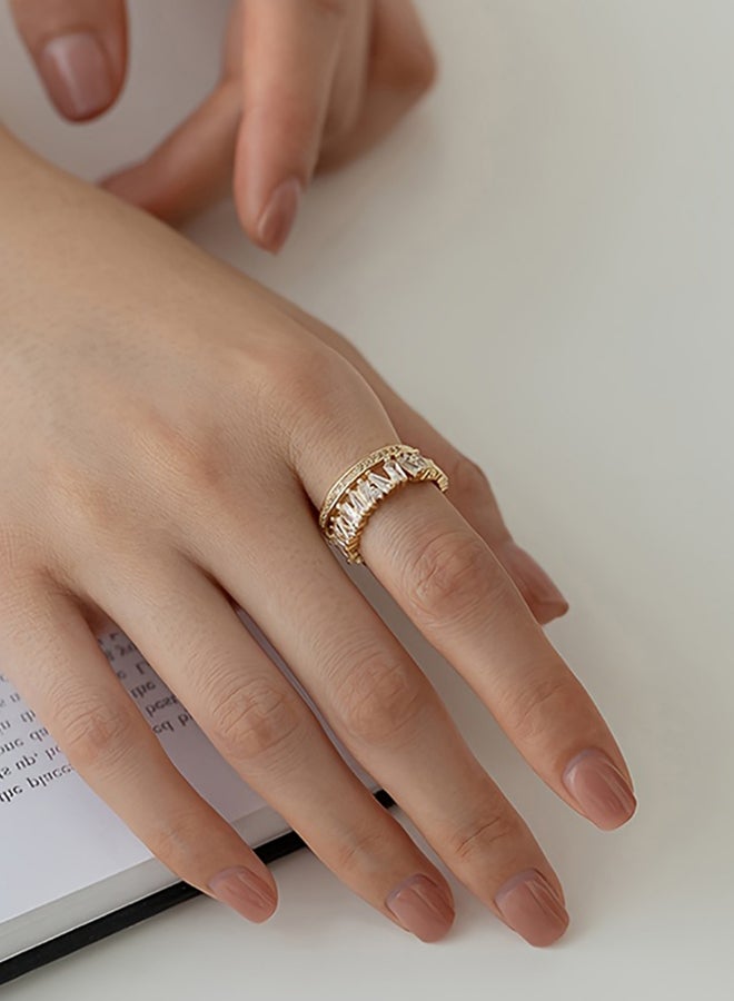 Take Two Gold Open Ring with Baguette Crystals - Image 5