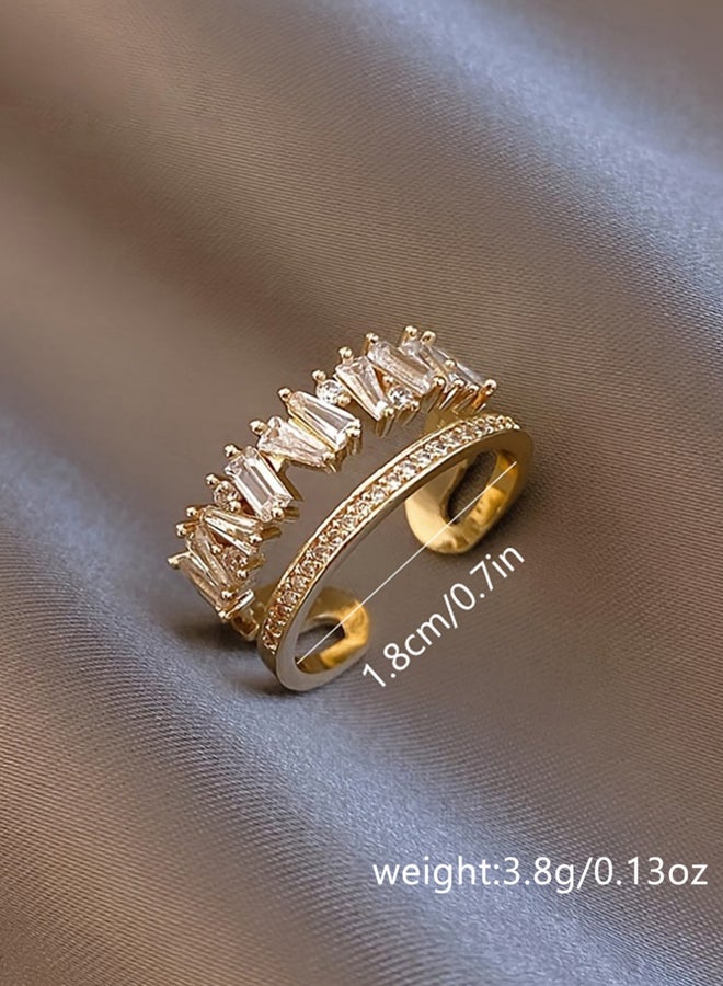 Take Two Gold Open Ring with Baguette Crystals - Image 2