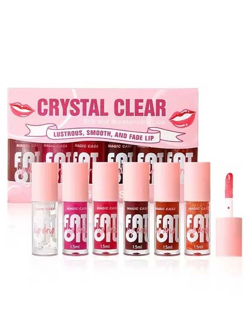 6pcs/set Hydrating Jelly Lip Oil long-lasting Moisturizing smooth shimmering Lip Hydrating Liquid