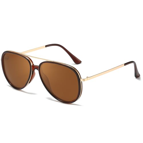 SODQW Tangle Free Aviator Sunglasses for Women Men Polarized Trendy Sun Glasses with UV400 Protection for Fishing Driving - Image 1