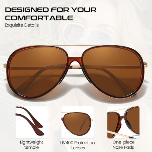 SODQW Tangle Free Aviator Sunglasses for Women Men Polarized Trendy Sun Glasses with UV400 Protection for Fishing Driving - Image 4