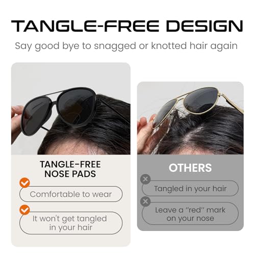 SODQW Tangle Free Aviator Sunglasses for Women Men Polarized Trendy Sun Glasses with UV400 Protection for Fishing Driving - Image 3
