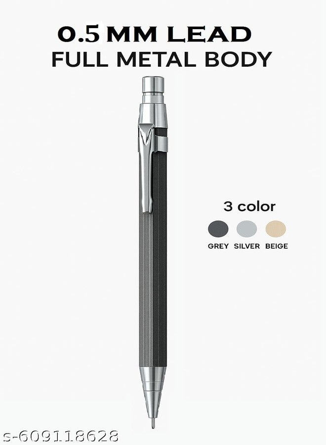 Definite Art Odeme Mechanical Pencil with Full Metal Body for Students Kids School College Office Bank Use (Pack of 3 Pencils & 3 Lead Box) (0.5mm lead) - Image 4