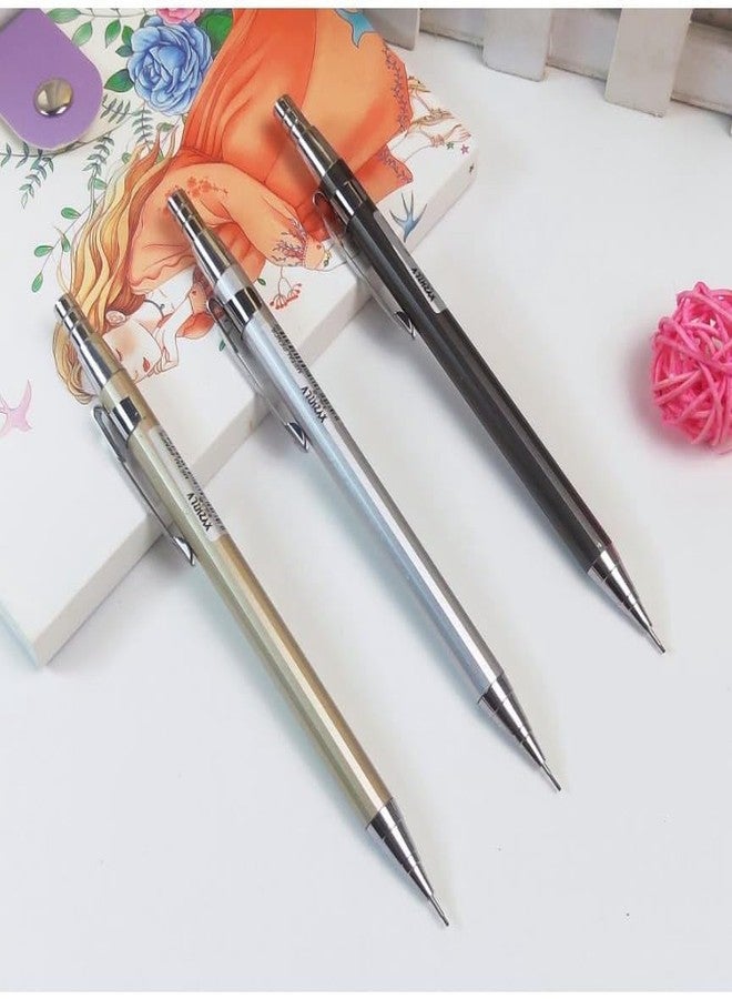 Definite Art Odeme Mechanical Pencil with Full Metal Body for Students Kids School College Office Bank Use (Pack of 3 Pencils & 3 Lead Box) (0.5mm lead) - Image 1