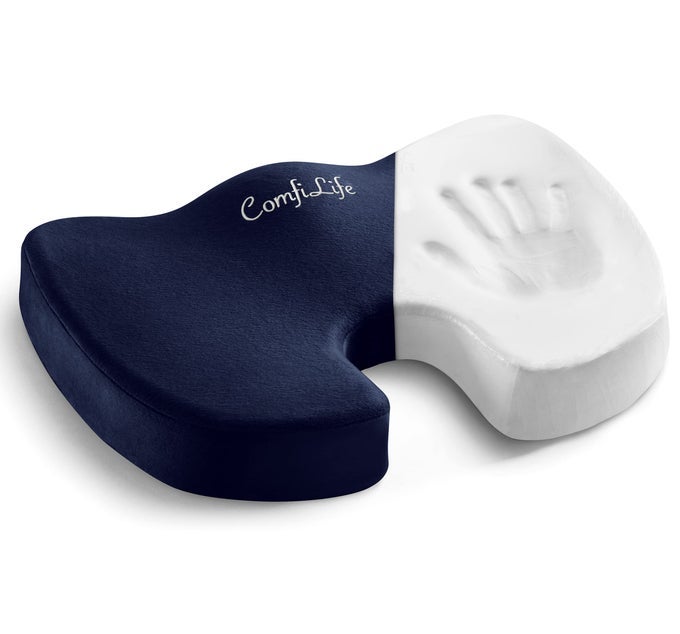 PREMIUM SEAT CUSHION 100 MEMORY FOAM OFFICE CHAIR CUSHION BACK RELIEF NAVY