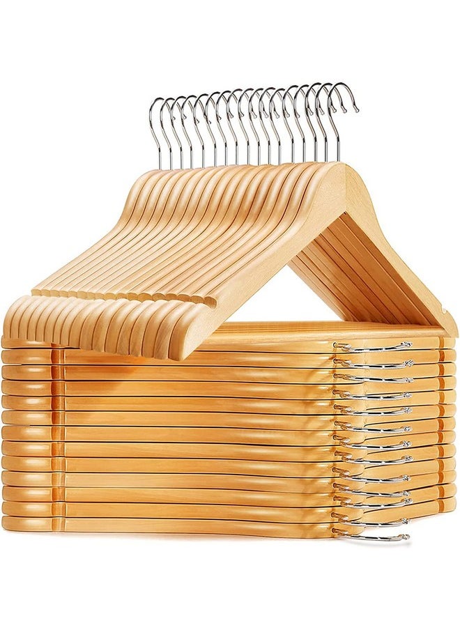 WHISKET Premium Wooden Hangers - Durable & Slim Coat Hanger - Suit Hangers With 360-Degree Rotatable Hook - Wood Hangers With Shoulder Grooves (Beige) [Pack Of 50]  - Image 1