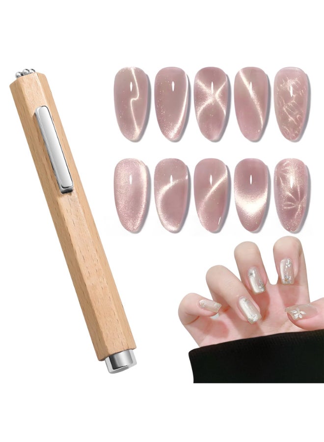 CANIPHA 3 in 1 Wooden Handle Nail Magnet Cat Eye Magnet Versatile Magnet Tool for Nails Magnet for Cat Eye Gel Polish Nail Magnets Suitable for Nail Art Magnet for Nail Polish Suitable for Nail Art - Image 2
