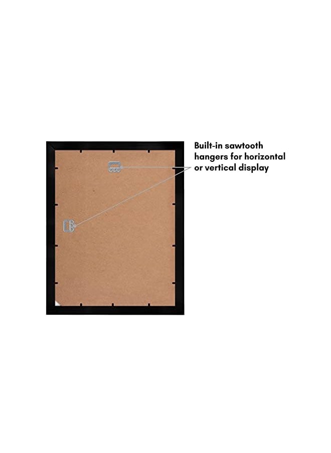 Americanflat - 11x14 Black Picture Frame with Shatter-Resistant Glass - Displays 8x10 Photos with Mat or 11x14 without Mat - Image 1