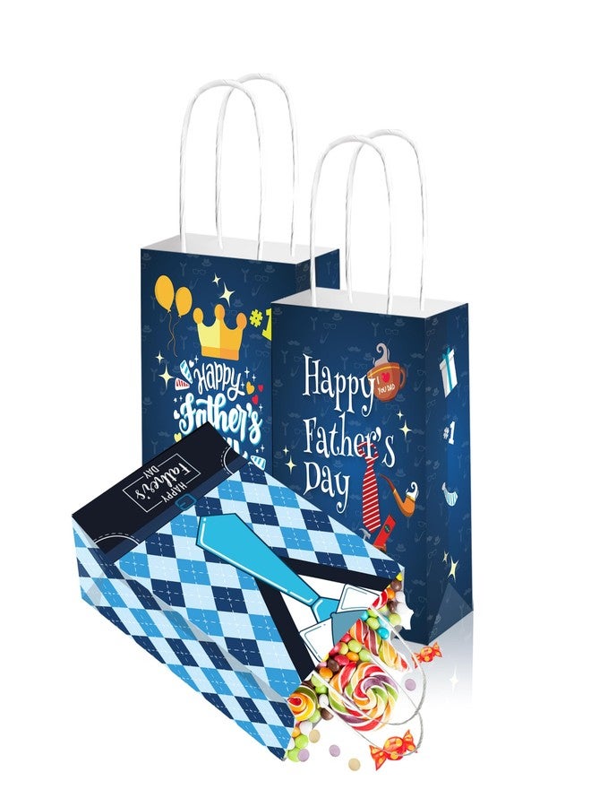 HADDIY Happy Father's Day Gift Bags with Handles,12 Pcs Bulk Blue Paper Love Dad Candy Bags for Gift Wrapping and Father's Day Party Favor and Decorations - Image 4