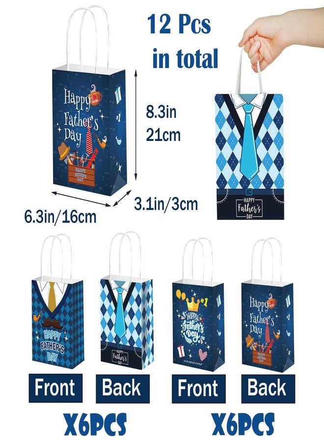 HADDIY Happy Father's Day Gift Bags with Handles,12 Pcs Bulk Blue Paper Love Dad Candy Bags for Gift Wrapping and Father's Day Party Favor and Decorations - Image 2