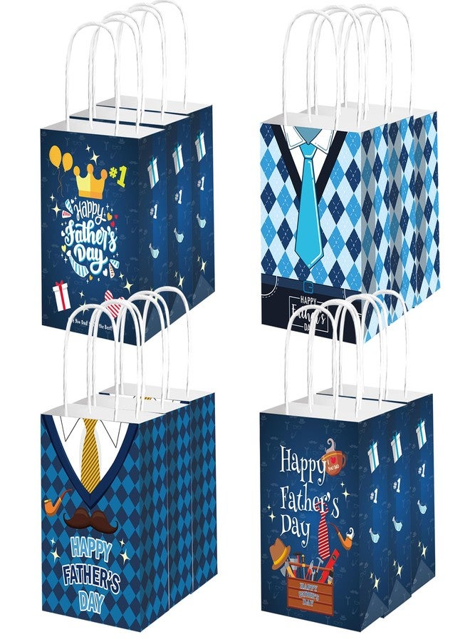 HADDIY Happy Father's Day Gift Bags with Handles,12 Pcs Bulk Blue Paper Love Dad Candy Bags for Gift Wrapping and Father's Day Party Favor and Decorations - Image 1