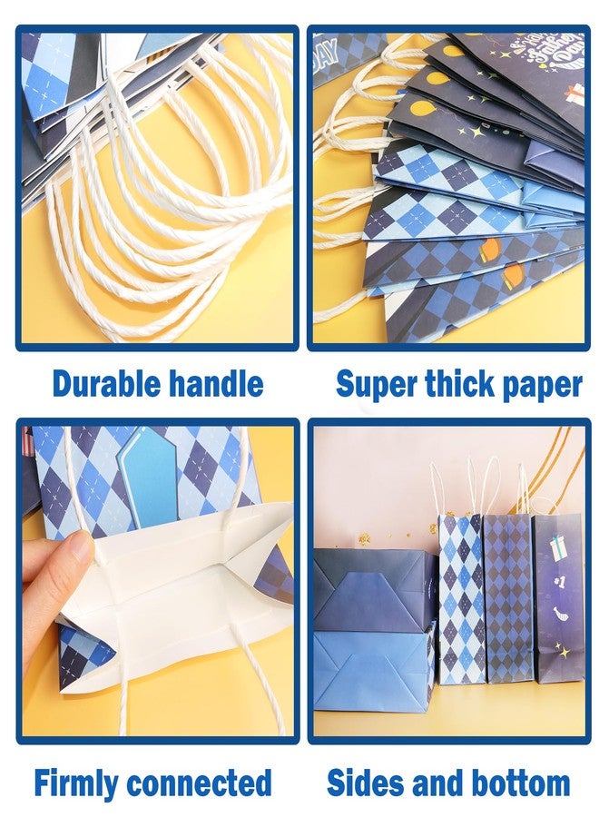 HADDIY Happy Father's Day Gift Bags with Handles,12 Pcs Bulk Blue Paper Love Dad Candy Bags for Gift Wrapping and Father's Day Party Favor and Decorations - Image 3