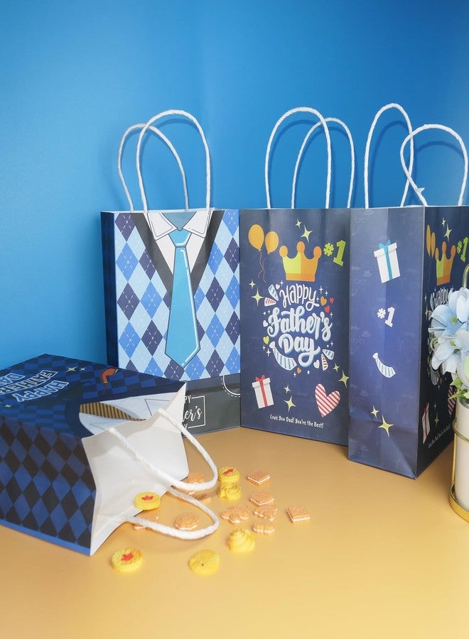 HADDIY Happy Father's Day Gift Bags with Handles,12 Pcs Bulk Blue Paper Love Dad Candy Bags for Gift Wrapping and Father's Day Party Favor and Decorations - Image 5