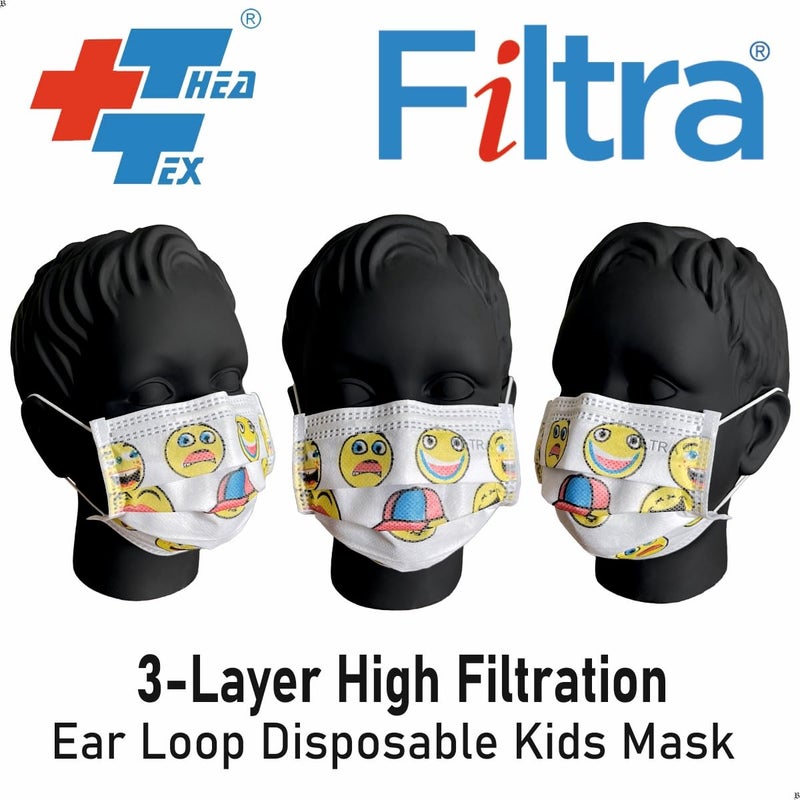 Filtra ® 3-Ply Ear Loop Kids Mask | Ages 3-18 | Kids Mask | Children's Mask | Ladies Mask | High Filtration | New extra tough courier packing | Travel Zip Lock Pouch of 20 Masks - Image 5