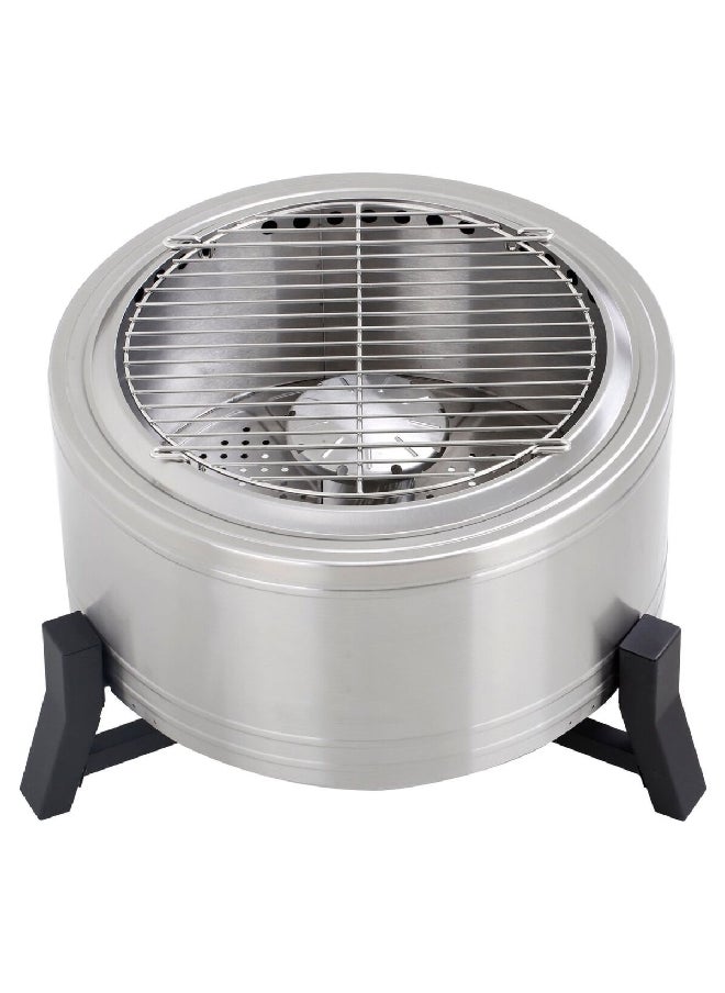 Bali - 2-in-1 Smokeless Stainless Steel Fire Pit with Grate Silver 22inch SRFP12119-SS - Image 1