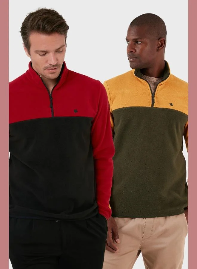 Buratti Regular Fit Anti-Pilling Non-Pilling Standing Collar Raised 2-Pack Polar Men's POLAR 5906016S2