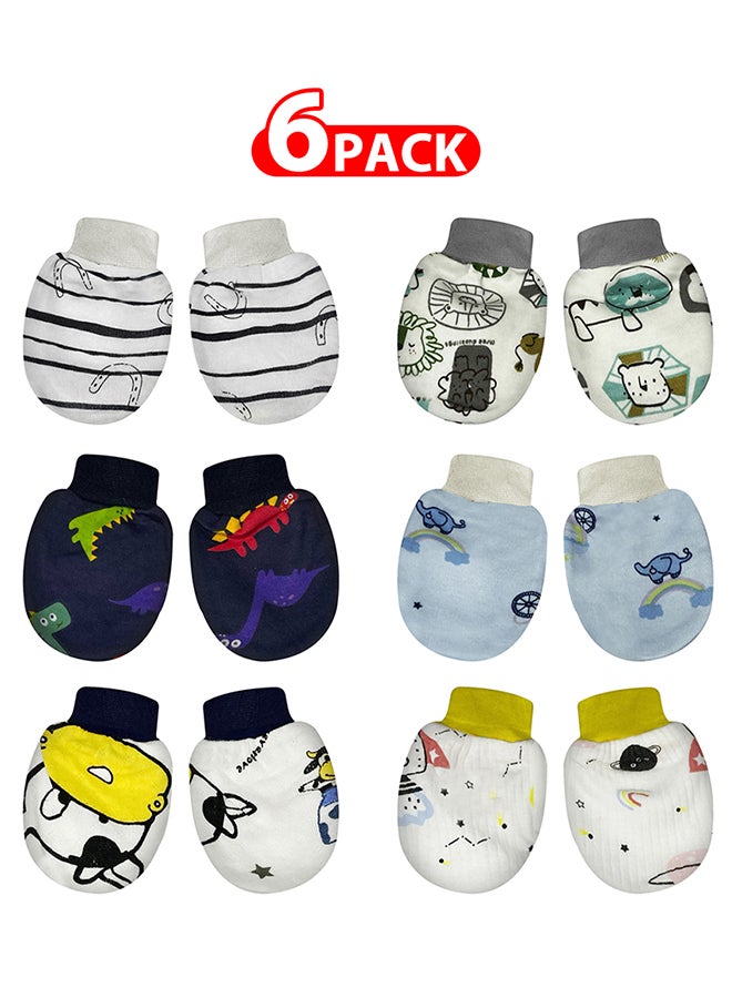 MARGOUN 6 Packs Newborn Baby Mittens Anti Scratch Baby Mittens No Scratch Mittens Baby Gloves for 0-6 Months Boys Girls Multicolour - Image 1