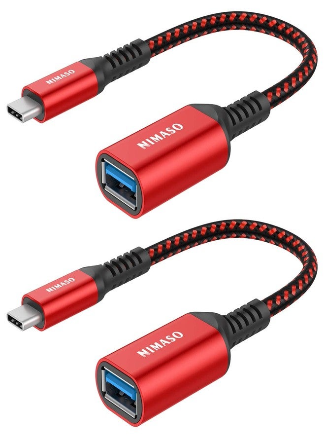 NIMASO USB C to USB 3.1 Adapter 2 Pack, OTG Cable Type C Male to USB Female OTG Adapter Compatible with iPhone 15/15 Pro/15 Plus/15 Pro Max, MacBook Pro, iPad, Samsung Galaxy, Huawei,Google Pixel-Red - Image 1