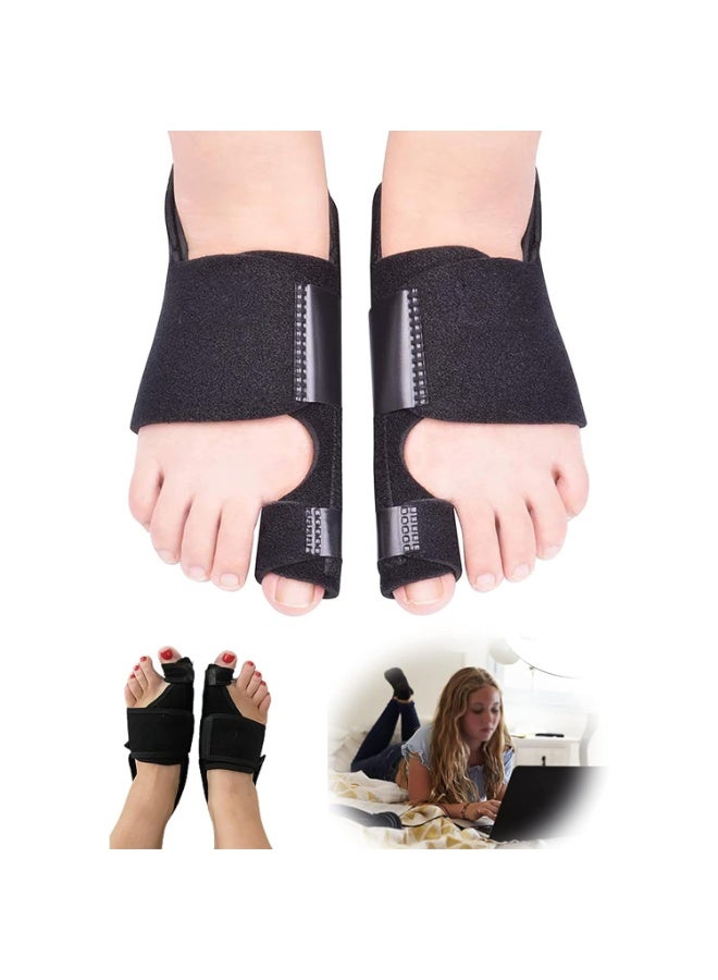 مصحح البونيون الطبي لإبهام القدم – طقم قطعتين دعامة إصبع القدم الكبير قابل للتعديل – دعامة لتخفيف الألم وتقويم وأصابع المطرقة للرجال والنساء – خامات طبية قوية وناعمة للاستخدام اليومي - Image 1