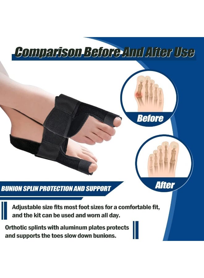 مصحح البونيون الطبي لإبهام القدم – طقم قطعتين دعامة إصبع القدم الكبير قابل للتعديل – دعامة لتخفيف الألم وتقويم وأصابع المطرقة للرجال والنساء – خامات طبية قوية وناعمة للاستخدام اليومي - Image 2