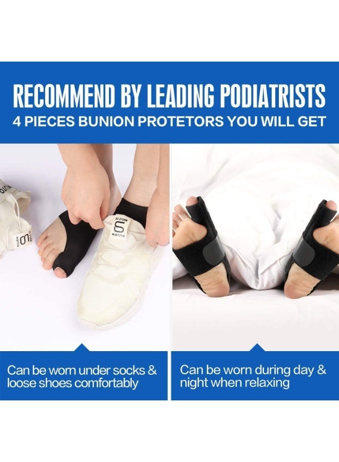 مصحح البونيون الطبي لإبهام القدم – طقم قطعتين دعامة إصبع القدم الكبير قابل للتعديل – دعامة لتخفيف الألم وتقويم وأصابع المطرقة للرجال والنساء – خامات طبية قوية وناعمة للاستخدام اليومي - Image 4