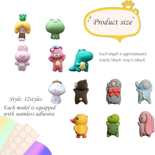Zytiqt 12Pcs Car Decoration Items Interior, Miniature Car Dashboard Accessories Toys, Cute Mini Cartoon Auto Toy for Dashboard Decor, DIY Crafts and Gift Giving - Image 2