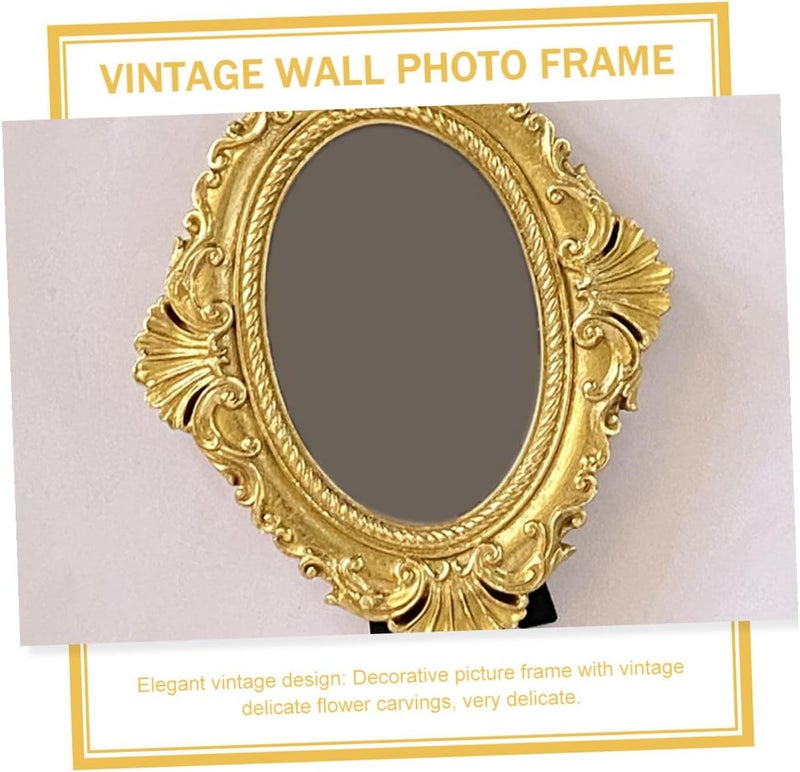 Healifty Vintage Resin Picture Frame Ornament Antique Decorative Photo Frame for Tabletop and Wall, Retro Style Resin Material, Home Décor for Bedroom and Living Room Display - Image 3
