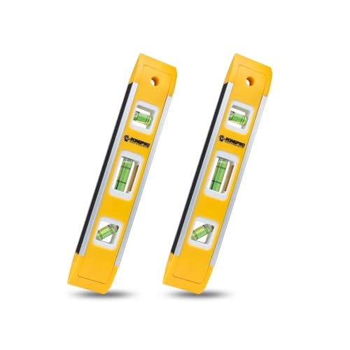 RONGPRO 9 Inch Torpedo Level, Magnetic Box Level with 45°/90°/180° Bubbles, Shock Resistant Bubble Level Tool for Measuring - 2 PCS - Image 1