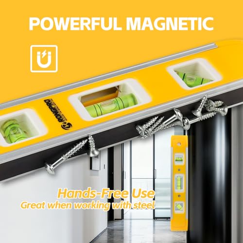 RONGPRO 9 Inch Torpedo Level, Magnetic Box Level with 45°/90°/180° Bubbles, Shock Resistant Bubble Level Tool for Measuring - 2 PCS - Image 4